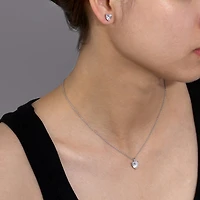 Diamonart Womens Cubic Zirconia Sterling Silver Heart 2-pc. Jewelry Set