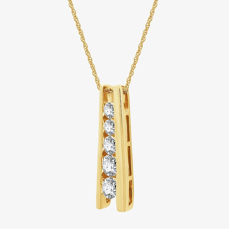 (G, Si1-Si2) Womens 1 CT. T.W. Lab Grown White Diamond 14K Gold Over Silver 18 Inch Pendant Necklace