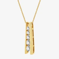 (G, Si1-Si2) Womens 1 CT. T.W. Lab Grown White Diamond 14K Gold Over Silver 18 Inch Pendant Necklace
