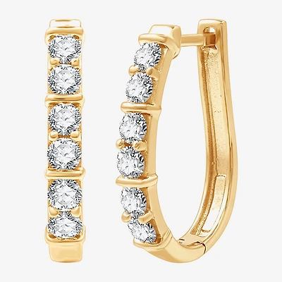 (G, Si1-Si2) Womens 1 CT. T.W. Lab Grown White Diamond 14K Gold Over Silver 21.3mm Hoop Earrings