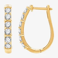 (G, Si1-Si2) Womens 1 CT. T.W. Lab Grown White Diamond 14K Gold Over Silver 21.3mm Hoop Earrings
