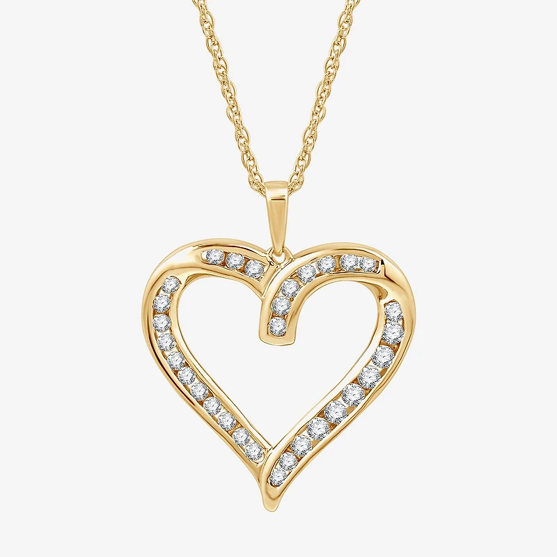 (G, Si1-Si2) Womens 1/2 CT. T.W. Lab Grown White Diamond 14K Gold Over Silver Heart 18 Inch Pendant Necklace