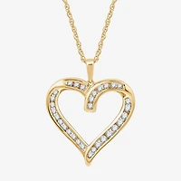 (G, Si1-Si2) Womens 1/2 CT. T.W. Lab Grown White Diamond 14K Gold Over Silver Heart 18 Inch Pendant Necklace