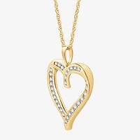 (G, Si1-Si2) Womens 1/2 CT. T.W. Lab Grown White Diamond 14K Gold Over Silver Heart 18 Inch Pendant Necklace