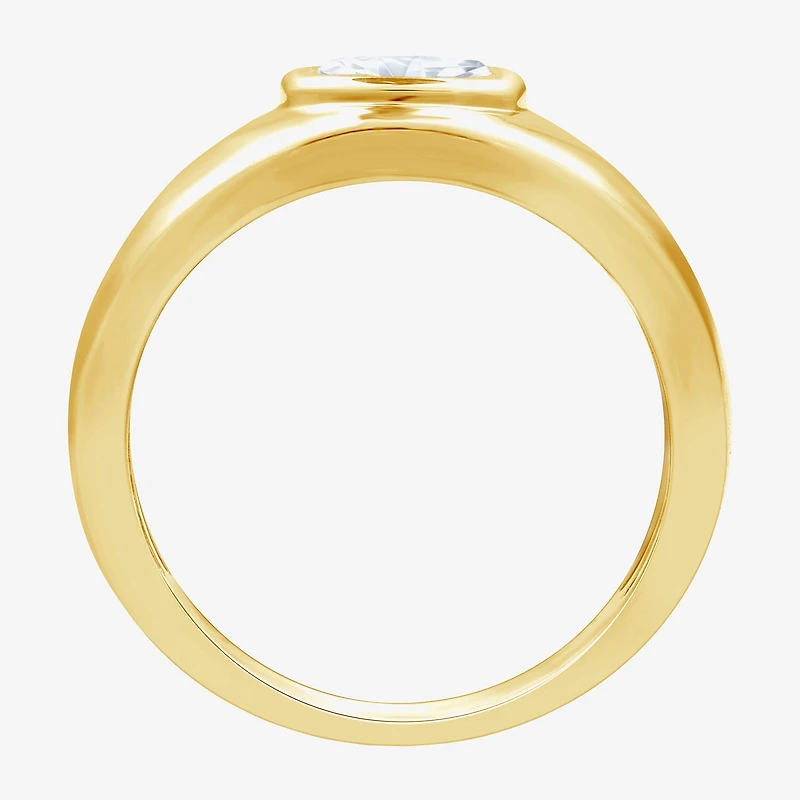 (G, Si1-Si2) Womens 1/2 CT. T.W. Lab Grown White Diamond 14K Gold Over Silver Oval Band