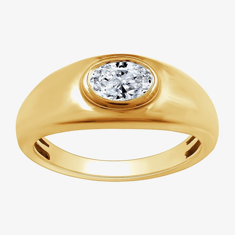 (G, Si1-Si2) Womens 1/2 CT. T.W. Lab Grown White Diamond 14K Gold Over Silver Oval Band