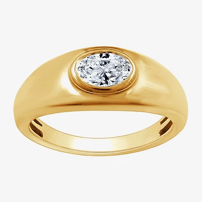 (G, Si1-Si2) Womens 1/2 CT. T.W. Lab Grown White Diamond 14K Gold Over Silver Oval Band