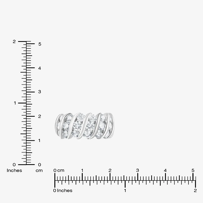 (F, Si2) Womens 3 1/10 Ct. T.W. Lab Grown White Diamond Sterling Silver Band