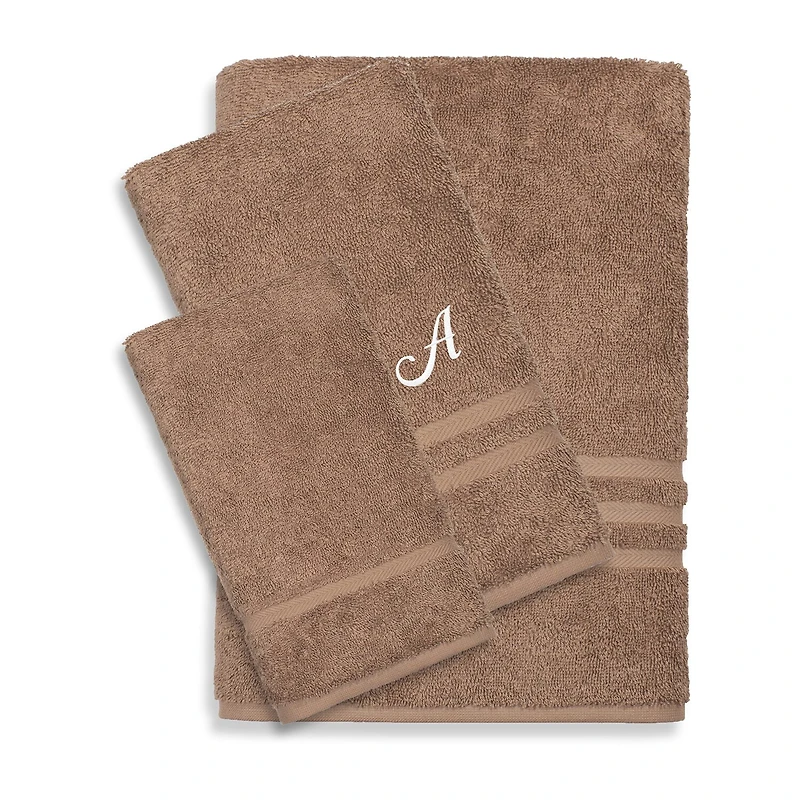 Linum Home Textiles Denzi Monogram Towel Collection 3-pc. Bath Set