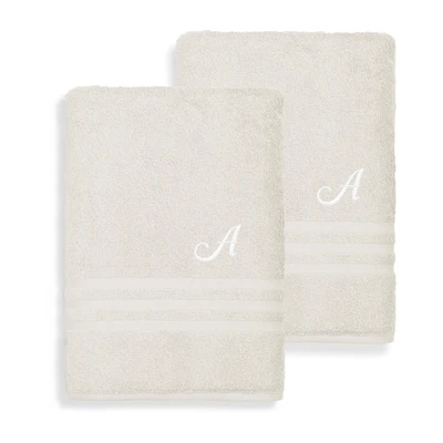 Linum Home Textiles Denzi Monogram Towel Collection 2-pc. Bath Sheet