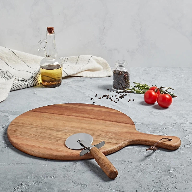 Gallery Acacia Wood 2-pc. Pizza Serve Set