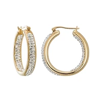 Crystal-Accent 14K Yellow Gold Over Silver Inside-Out Hoop Earrings