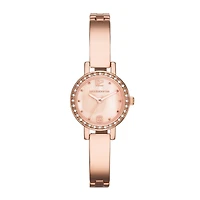 Liz Claiborne® Womens Rose-Tone & Crystal-Accent Bangle Watch