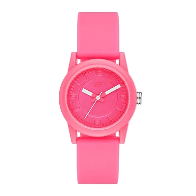 Skechers® Womens Neon Pink Dial Pink Silicone Strap Analog Watch