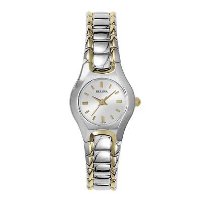 Bulova Classic Womens Two Tone Stainless Steel Bracelet Watch 98t84