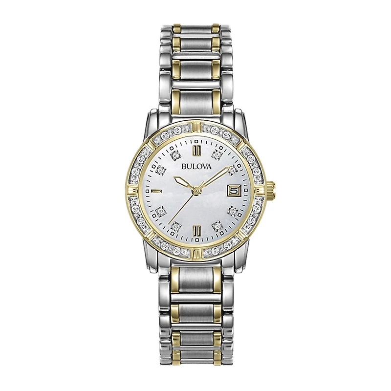 Bulova® Womens Diamond-Accent Mother-of-Pearl Watch 98R107