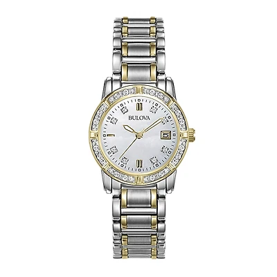 Bulova® Womens Diamond-Accent Mother-of-Pearl Watch 98R107