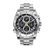 Bulova Precisionist Mens Chronograph Silver Tone Stainless Steel Bracelet Watch 96b175