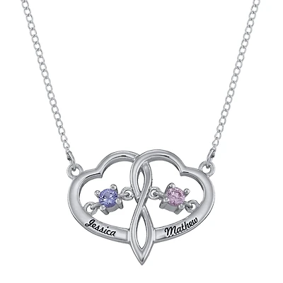Personalized Dancing Birthstone Heart Pendant Necklace