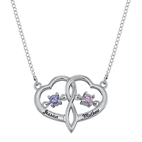 Personalized Dancing Birthstone Heart Pendant Necklace