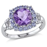 Genuine Amethyst & Tanzanite Ring