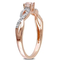 Genuine Morganite and Diamond Crisscross Ring