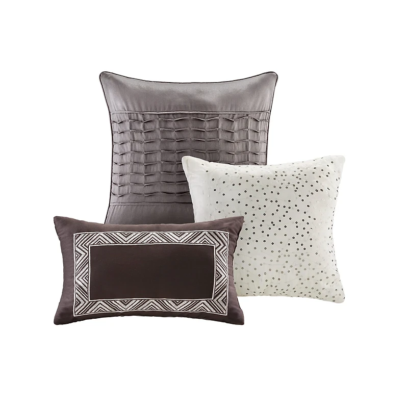 Madison Park Melody 6-Pc Reversible Jacquard Quilt Set With Throw Pillows
