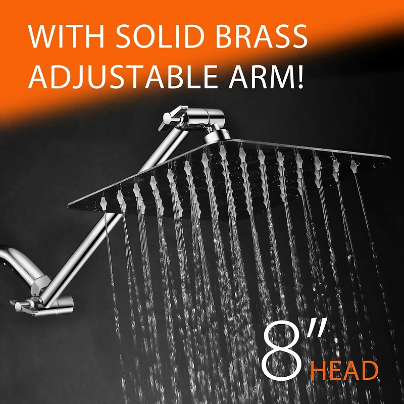 HotelSpa® Mega-Size 8" Square Rainfall Showerhead