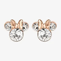 Disney Collection White Crystal 14K Rose Gold Over Silver 9.4mm Minnie Mouse Stud Earrings