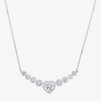 Sparkle Allure Womens Cubic Zirconia Pure Silver Over Brass Heart 16 Inch Pendant Necklace