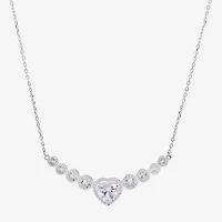 Sparkle Allure Womens Cubic Zirconia Pure Silver Over Brass Heart 16 Inch Pendant Necklace