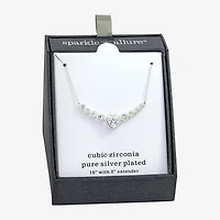 Sparkle Allure Womens Cubic Zirconia Pure Silver Over Brass Heart 16 Inch Pendant Necklace