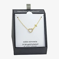 Sparkle Allure Womens Cubic Zirconia 14K Gold Over Brass Cross Heart 16 Inch Pendant Necklace
