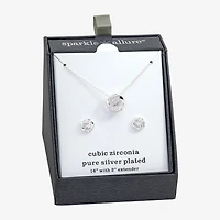 Sparkle Allure Womens Cubic Zirconia Pure Silver Over Brass Knot 2-pc. Jewelry Set