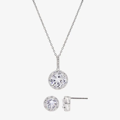 Sparkle Allure Womens Cubic Zirconia Pure Silver Over Brass Round 2-pc. Jewelry Set