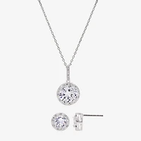 Sparkle Allure Womens Cubic Zirconia Pure Silver Over Brass Round 2-pc. Jewelry Set