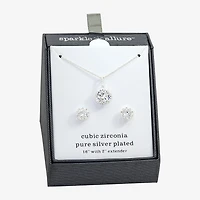 Sparkle Allure Womens Cubic Zirconia Pure Silver Over Brass Round 2-pc. Jewelry Set