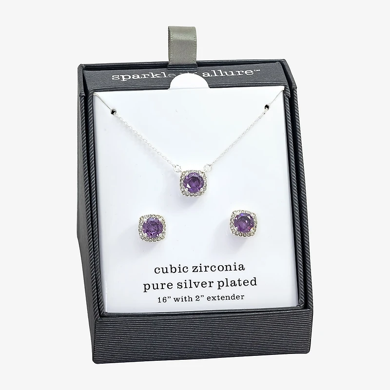Sparkle Allure Womens Cubic Zirconia Pure Silver Over Brass 2-pc. Jewelry Set
