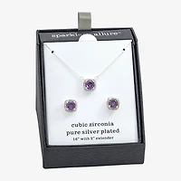 Sparkle Allure Womens Cubic Zirconia Pure Silver Over Brass 2-pc. Jewelry Set