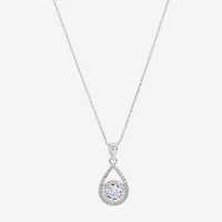 Sparkle Allure Womens Cubic Zirconia Pure Silver Over Brass Pear 16 Inch Pendant Necklace