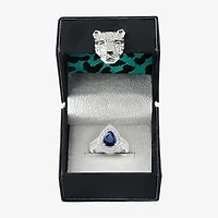 Effy Final Call Womens 1/2 CT. T.W. Diamond & Genuine Blue Sapphire 14K White Gold Pear Halo Cocktail Ring