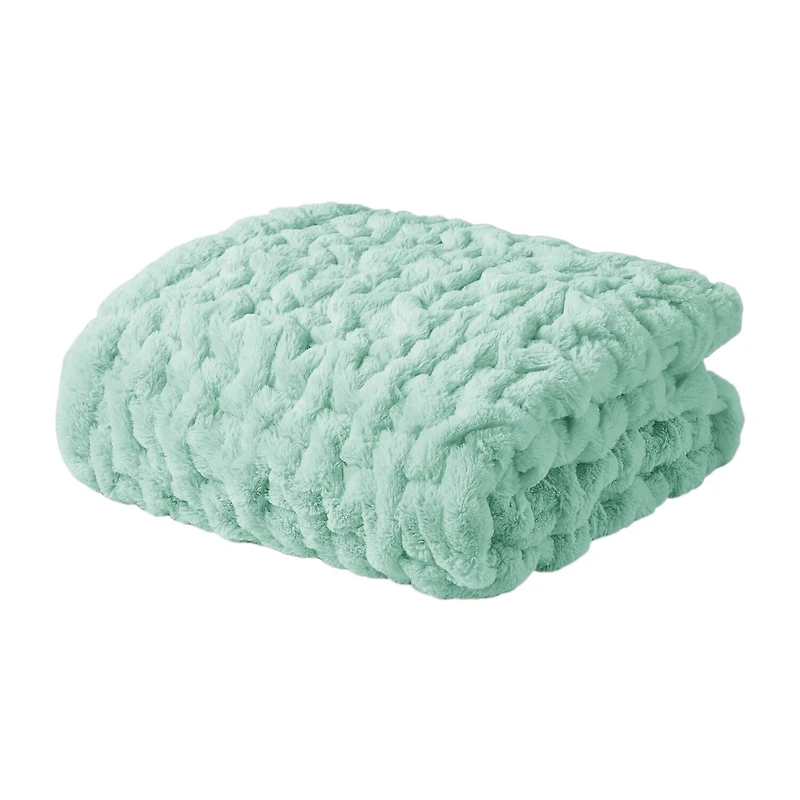 Madison Park Ruched Fur Throw
