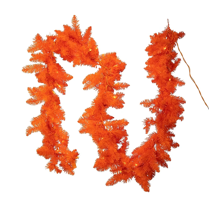 Kurt Adler 9 Foot Pre-Lit Indoor Orange Garland