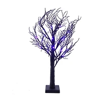 Kurt Adler 2 Foot Black Glitter And Purple LED Lighted Tree