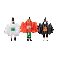 Set of 3 Ghost  Pumpkin and Bat Standing Halloween Kid Figures 36in