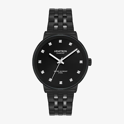 Armitron Mens Diamond Accent Black Stainless Steel Bracelet Watch 20/5570bkti