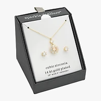 Sparkle Allure Womens Cubic Zirconia 14K Gold Over Brass Round Sunburst 2-pc. Jewelry Set
