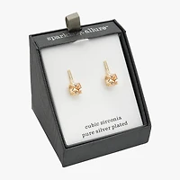 Sparkle Allure Womens Champagne Cubic Zirconia 14K Gold Over Brass Cushion Drop Earrings