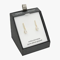 Sparkle Allure Womens Cubic Zirconia 14K Gold Over Brass Drop Earrings