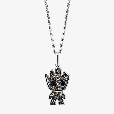 Womens 1/8 CT. T.W. Natural Champagne Diamond Sterling Silver 18 Inch Pendant Necklace